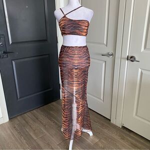 12th Tribe Raja Tiger Maxi Skirt Coord Matching Set Festival Season Size S